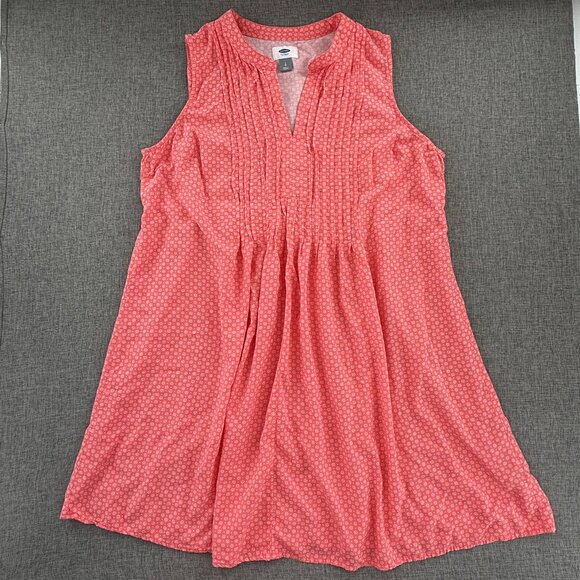 Old Navy Swing‎ Dress Large Coral  Color Sleeveless Split Neck Rayon/Viscose - Picture 2 of 10